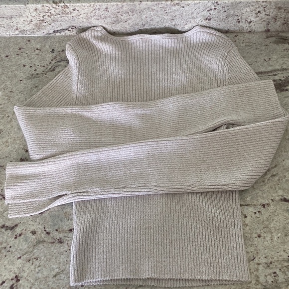 BEBE Sheri lace up Metallic cropped sweater Large - Picture 6 of 13